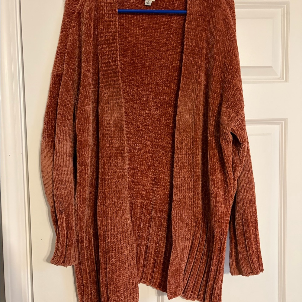 A New Day Womens M Chenille Open Front Cardigan Pink Rose Academia Cozy Soft